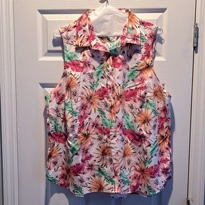 Lands End sleeveless button down